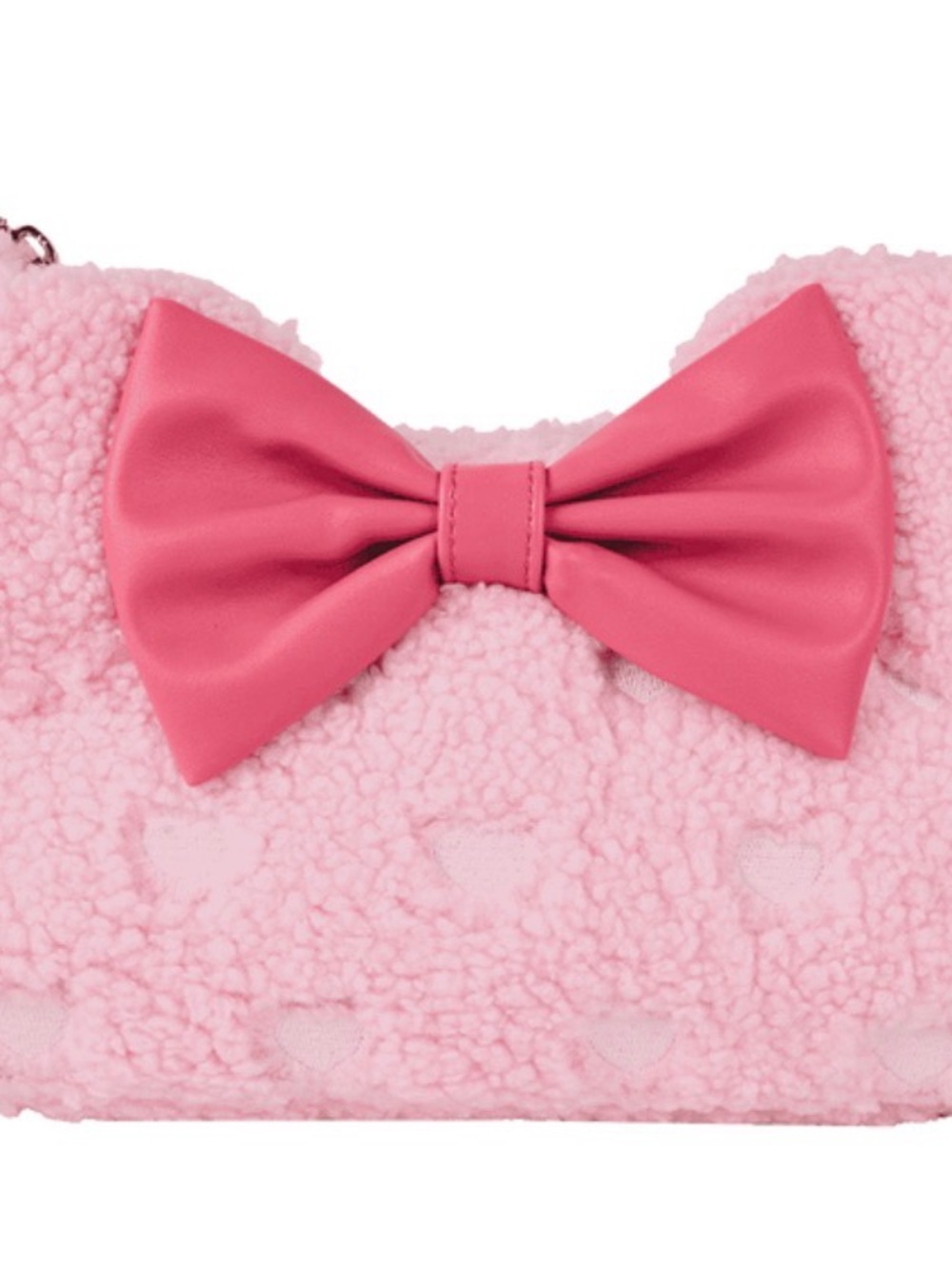 Loungefly Pink Sherpa Crossbody with Bow Accent